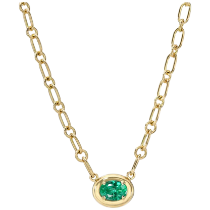 MUSHAN Bespoke Jewelry 925 Sterling Silver Chain Necklace Lab Grown Emerald Ruby Sapphire Gemstones Pendant Necklace for Women