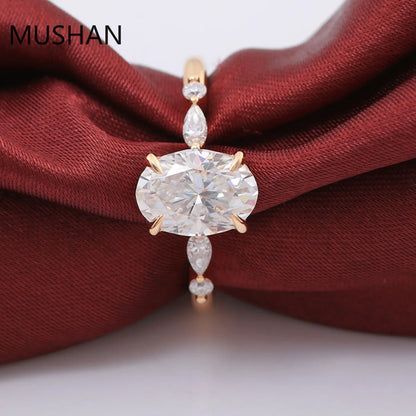MUSHAN Luxury Custom 14K 18K Gold Rings Band Jewelry With Moissanite Diamond Lab Grown Gemstones Diamond Wedding Ring For Women