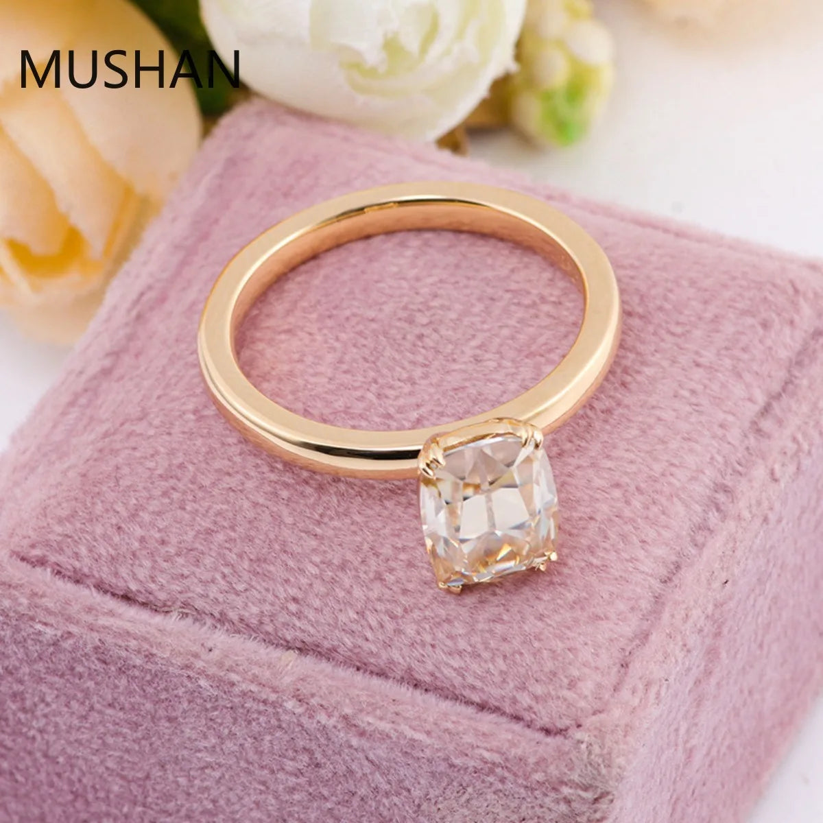 MUSHAN Luxury Custom 14K 18K Gold Rings Band Jewelry With Moissanite Diamond Lab Grown Gemstones Diamond Wedding Ring For Women