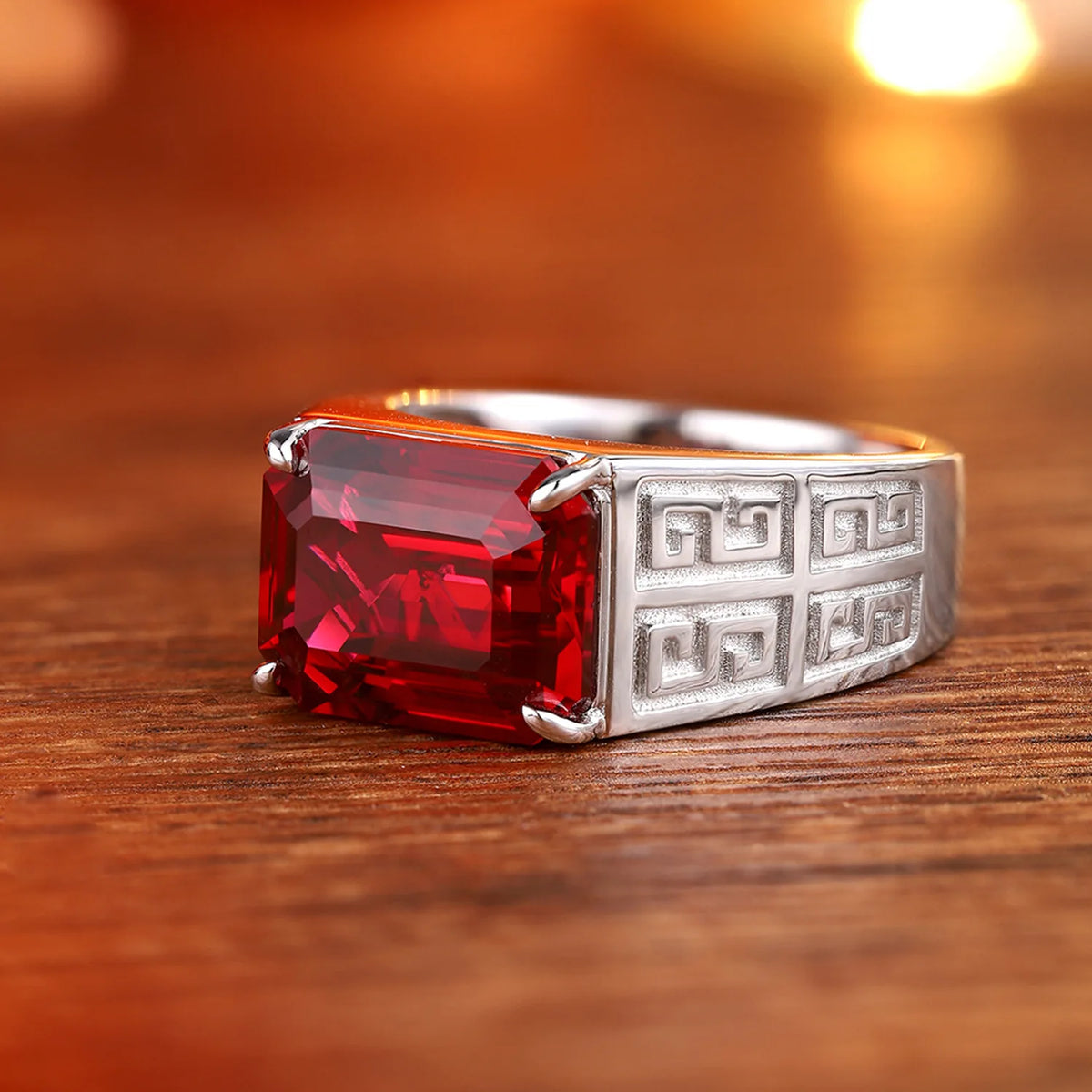 MUSHAN Custom Jewelry 925 Sterling Silver Ring Lab Red Green Emerald Heart Bridal Statement for Women 18K Gold Plated Rings