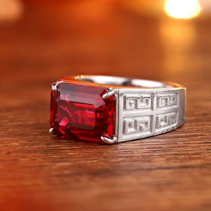 MUSHAN Custom Jewelry 925 Sterling Silver Ring Lab Red Green Emerald Heart Bridal Statement for Women 18K Gold Plated Rings