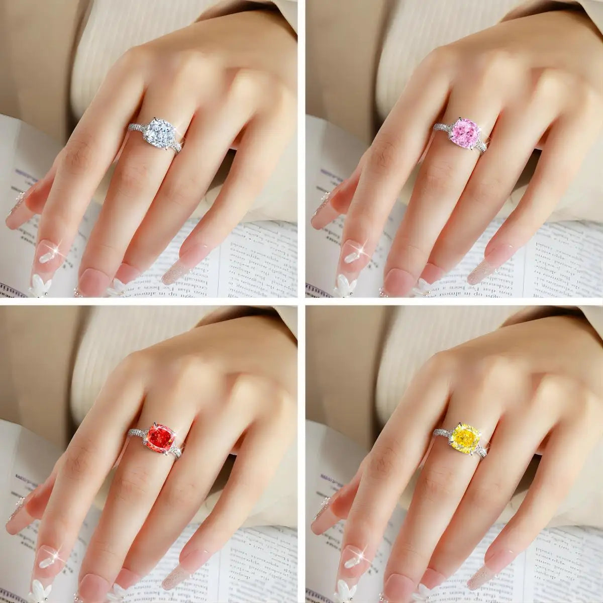 Anillo de plata de ley 925 de MuShan Jewelry, alianza de boda, diamante de alto carbono, regalo para mejor amiga, regalo para novia, anillos para mujer, joyería fina