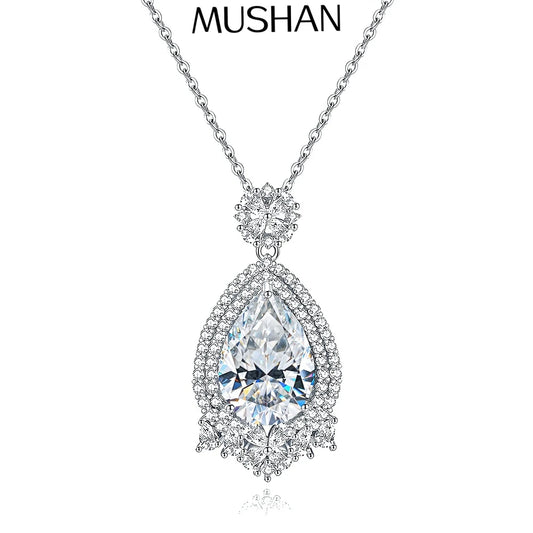 MuShan Luxury Jewelry 925 Sterling Silver Necklace 20IN Refined Star Moissanite Her 18K Gold Plated MST Patent GRA Certified