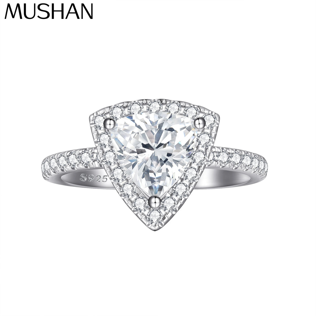 Bague MuShan en argent sterling 925 avec zircon de qualité 7A, taille marquise, bague de promesse pour femme, plaqué or véritable, bijou de haute qualité