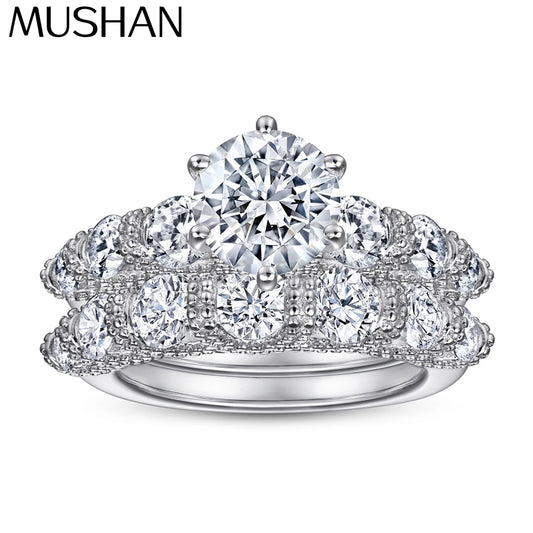 Anillos de compromiso de plata de ley 925 MuShan Jewelry, bandas con circonita cúbica 7A de primera calidad, anillos de aniversario para mujer, regalo