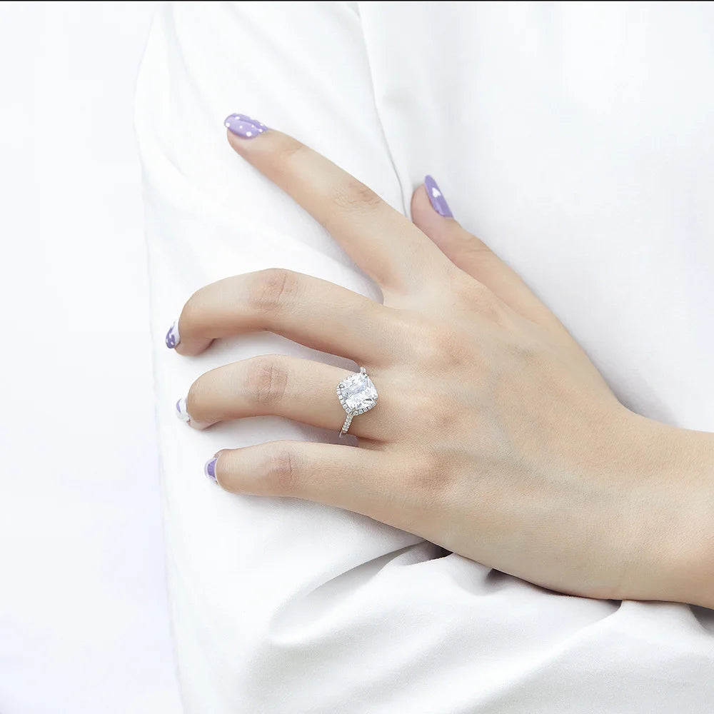 MuShan Jewelry 925 Sterling Silver Rings Bands Rings Bands Ring 7A Cubic Zirconia Vintage Engagement Anniversary  Women Gift