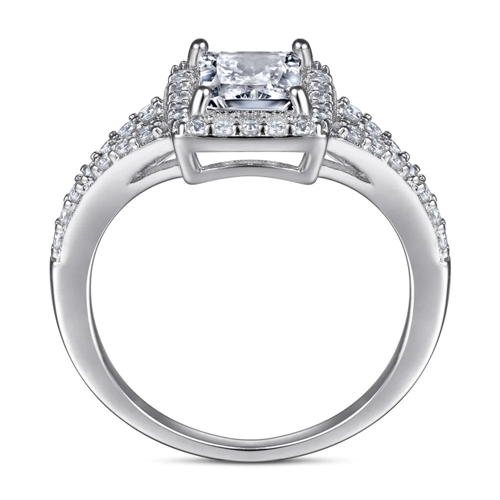 MuShan Jewelry 925 Sterling Silver Timeless Engagement Ring 5A Cubic Zirconia Rings Bands Anniversary Rings Bands  Women Gift