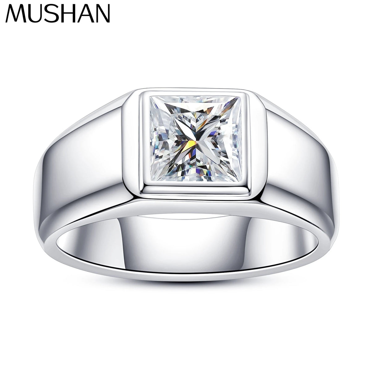 Bague de luxe MuShan en argent sterling 925 avec moissanite VVS, bague de Noël pour elle, plaqué or 18 carats, bijou raffiné breveté MST