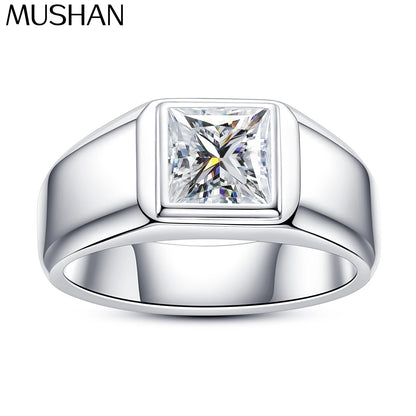 Bague de luxe MuShan en argent sterling 925 avec moissanite VVS, bague de Noël pour elle, plaqué or 18 carats, bijou raffiné breveté MST