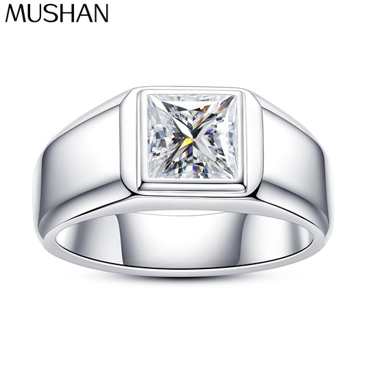 MuShan Luxury Jewelry 925 Sterling Silver Ring VVS Moissanite Christmas Ring for Her 18K Gold Plated MST Patent Fine Jewellery