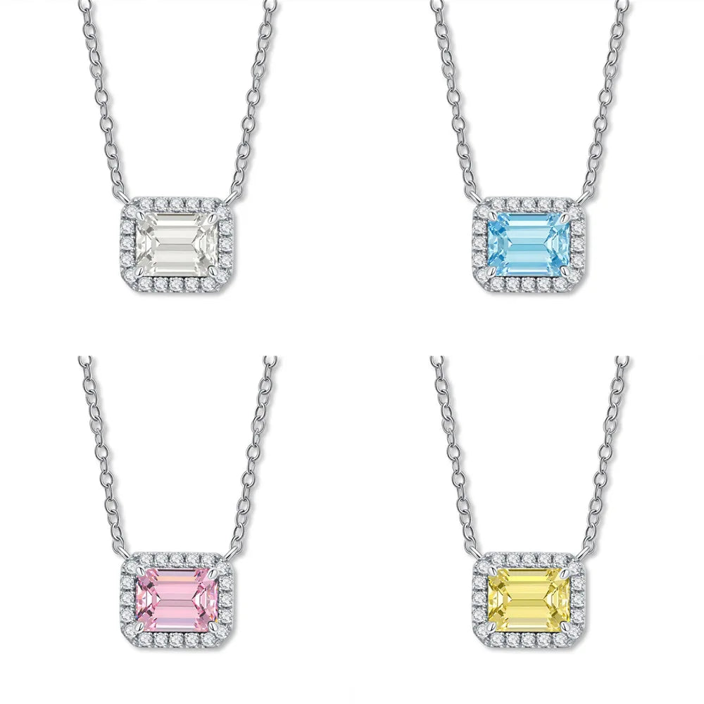 MUSHAN Bijoux de luxe pour femme, pendentif cube de sucre en argent sterling S925 avec diamant haut carbone, collier avec saphir et diamants