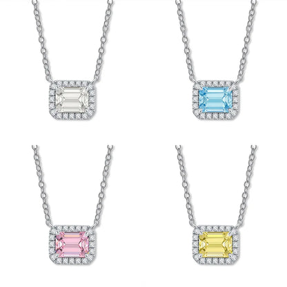MUSHAN Bijoux de luxe pour femme, pendentif cube de sucre en argent sterling S925 avec diamant haut carbone, collier avec saphir et diamants
