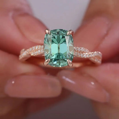 MUSHAN Custom Jewelry 10k 14k 18k Gold 925 Silver Ring 2ct Green Rare Moissanite Diamond Wedding Rings Women 18K Gold Jewelry