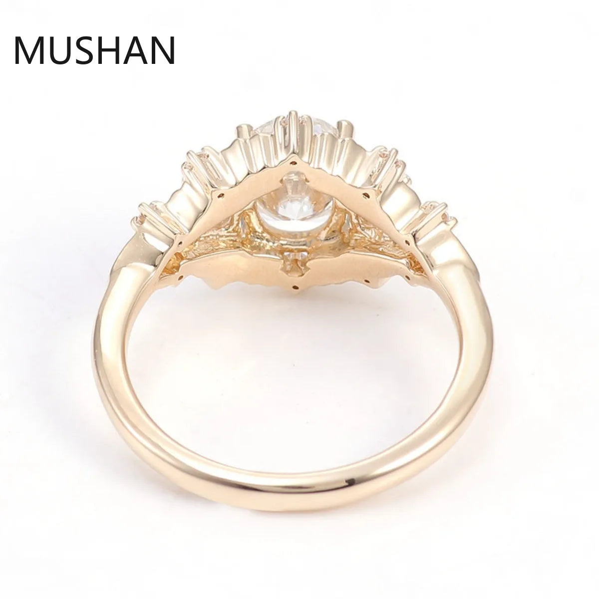 MUSHAN Luxury Custom D Color Moissanite Ring Band Women Real 10K Gold 14K 18K Gold Rings Bridal Wedding Designer Jewelry