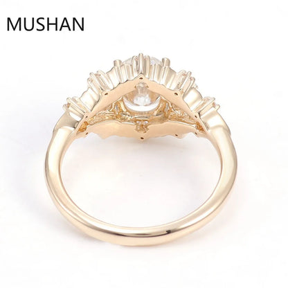 MUSHAN Luxury Custom D Color Moissanite Ring Band Women Real 10K Gold 14K 18K Gold Rings Bridal Wedding Designer Jewelry
