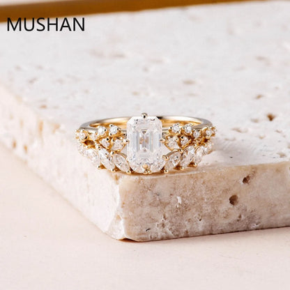 MUSHAN Luxury Custom 14K 18K Gold Rings Band Jewelry With Moissanite Diamond Lab Grown Gemstones Diamond Wedding Ring For Women