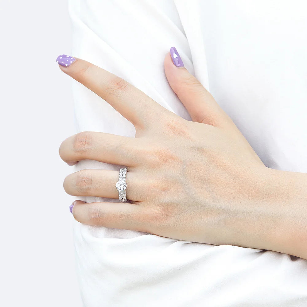 Anillo de plata de ley 925 marca MuShan con circonita cúbica 5A, sortija de compromiso estilo princesa para mujer, joyería fina bañada en rodio