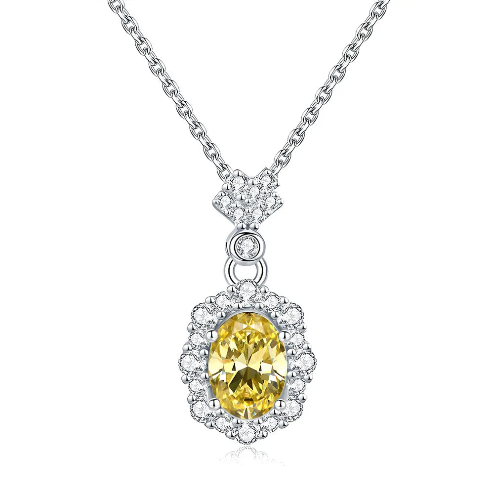 MuShan Jewelry 925 Sterling Silver Necklace Pendant Chain HCD Diamonds Anniversary Gift Luxury Jewelry Women Necklaces Jewelry