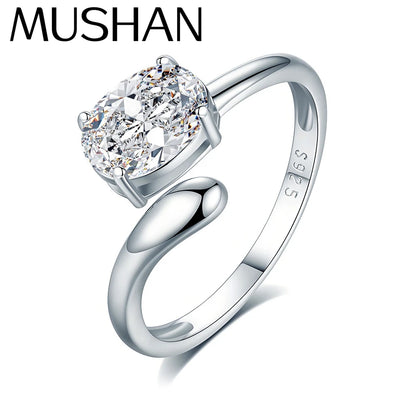 MuShan Luxury Jewelry 925 Sterling Silver Ring VVS Moissanite Stylish Ring for Bride 18K Real Gold Plated MST Patent Rings