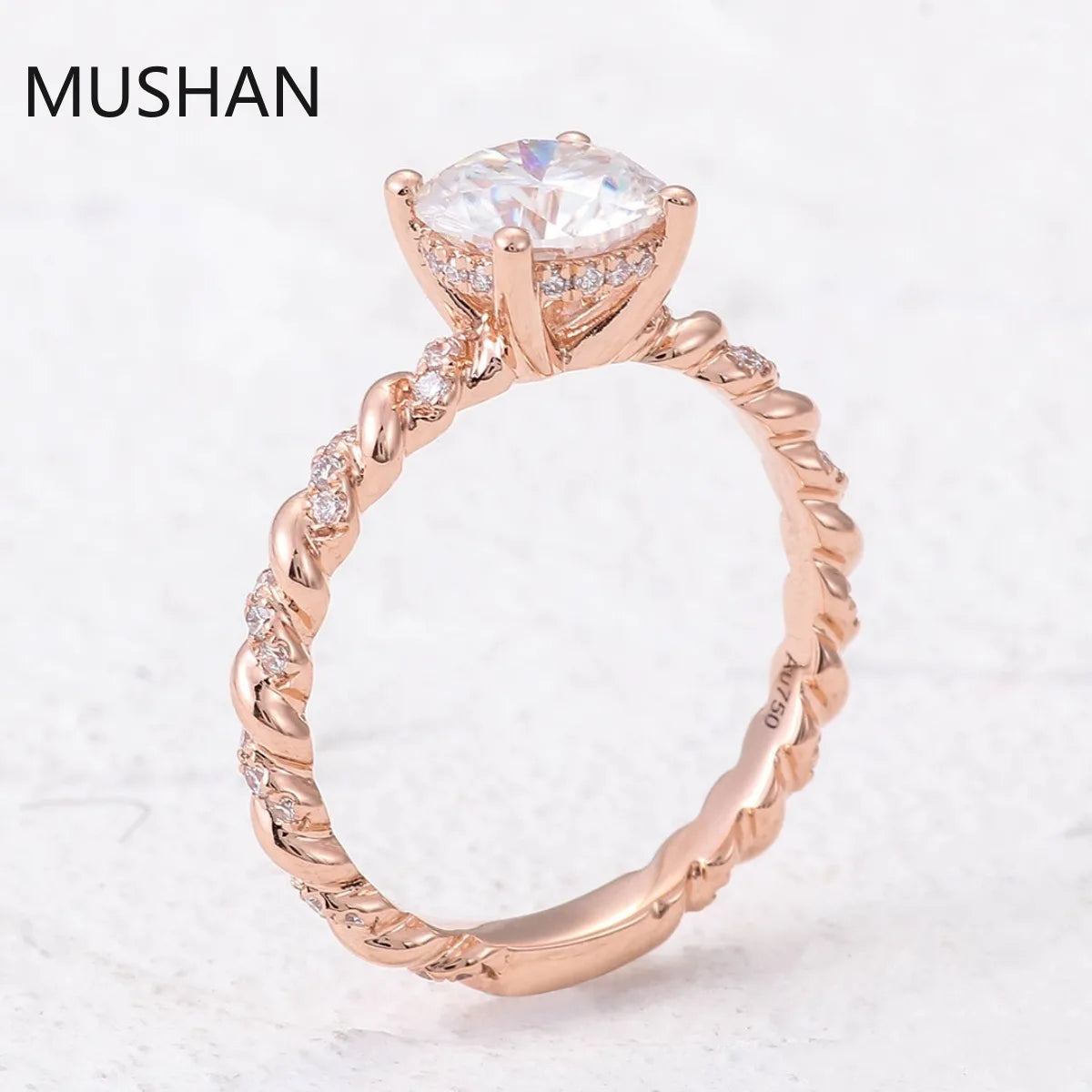 MUSHAN Luxury Custom 14K 18K Gold Rings Band Jewelry With Moissanite Diamond Lab Grown Gemstones Diamond Wedding Ring For Women