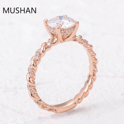 MUSHAN Luxury Custom 14K 18K Gold Rings Band Jewelry With Moissanite Diamond Lab Grown Gemstones Diamond Wedding Ring For Women