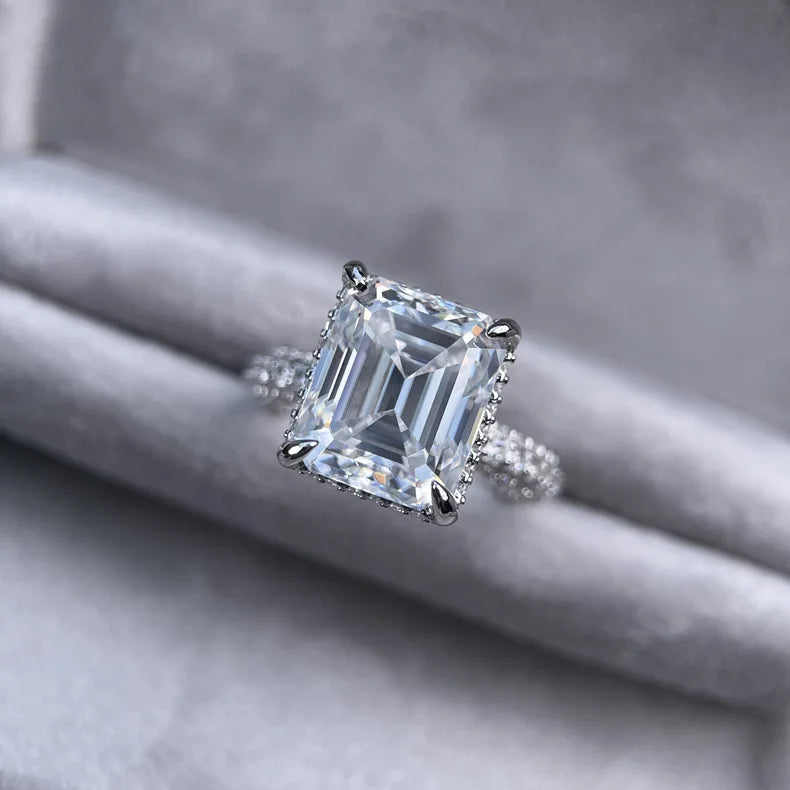 MUSHAN Luxury Jewelry 925 Sterling Silver Ring 8 Carats D Color Moissanite Diamond Rings Women Band GRA Certificated MST Patent