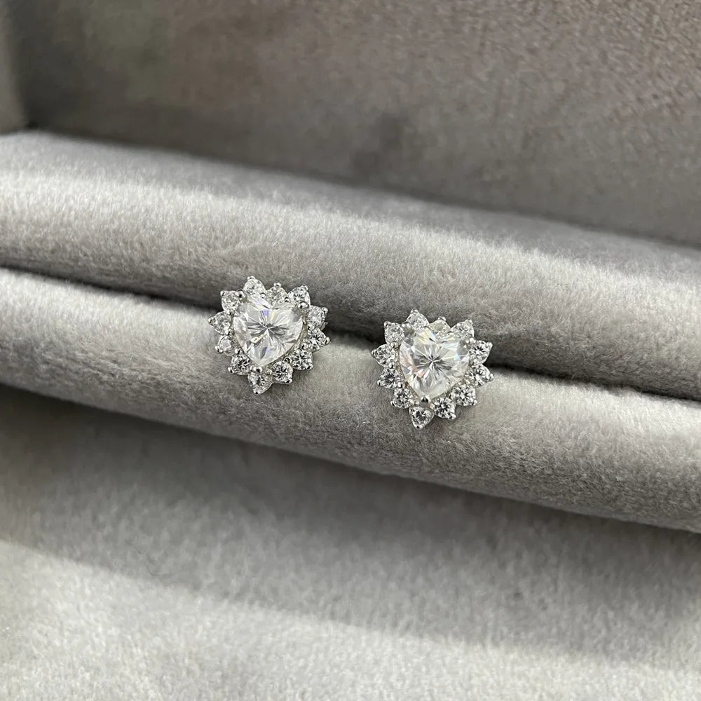 MuShan Luxury Jewelry 925 Sterling Silver Earrings Drop 1CT Moissanite Christmas 18K Gold Plated Women MST Patent Earring Drop