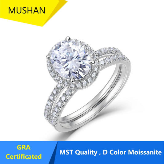 MUHAN Luxury Jewelry  925 Sterling Silver Ring Wedding Band  Women GRA Certificate Moissanite Diamond Rings D Color Fine Jewelry