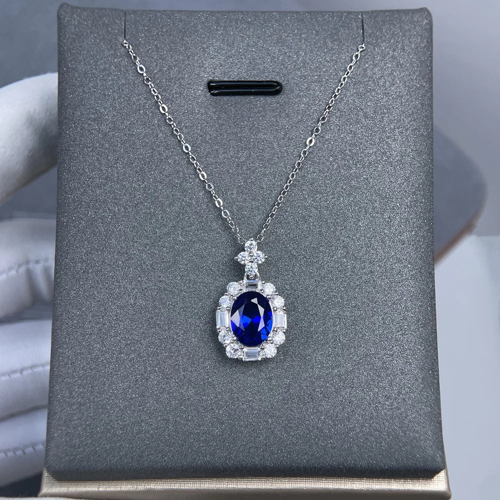 MuShan Jewelry 925 Sterling Silver Necklace Lab Grown Green Emerald Cushion Modern Necklace for Women 18K Gold Plated Necklace
