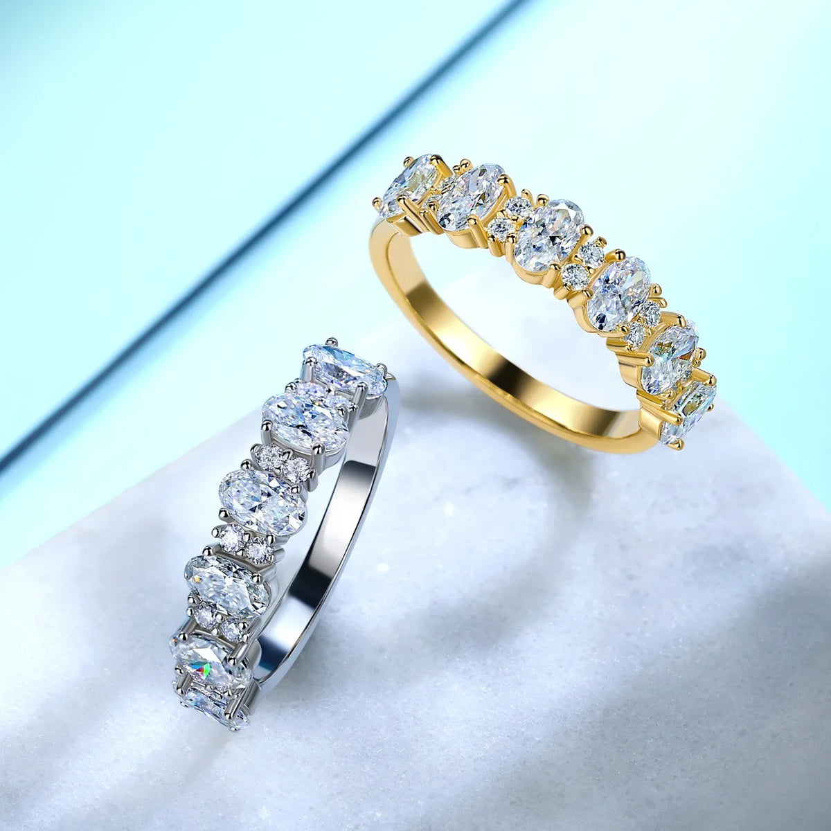 Anillo de joyería de lujo MUSHAN de plata de ley 925 para mujer, anillo de diamantes de moissanita con certificado GRA, color D, joyería fina