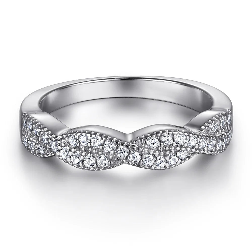 MuShan Jewelry 925 Sterling Silver Rings Bands Promise Ring 7A Cubic Zirconia  Women Valentine Anniversary  Women Gift