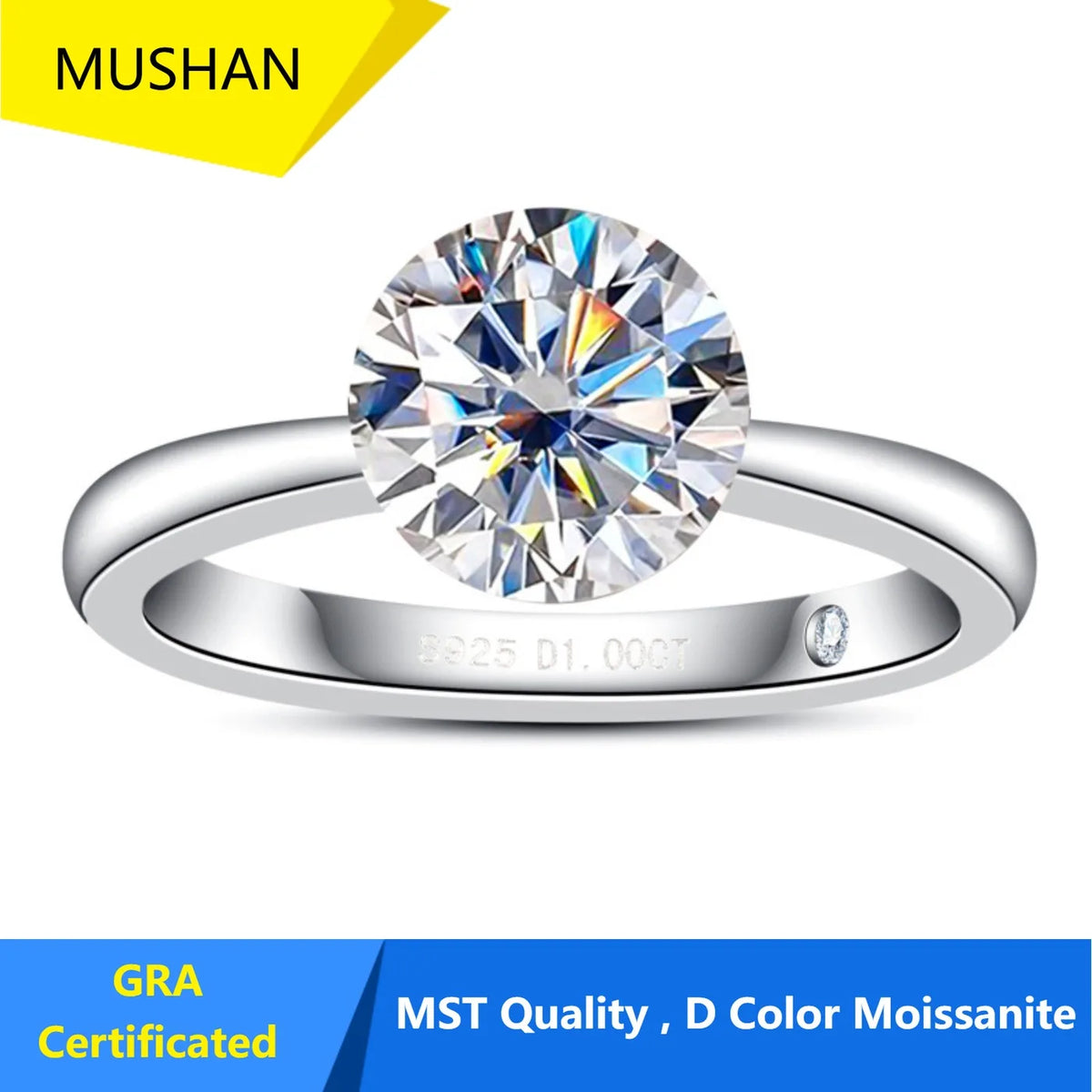 MUHAN Luxury Jewelry  925 Sterling Silver Ring Wedding Band  Women GRA Certificate Moissanite Diamond Rings D Color Fine Jewelry