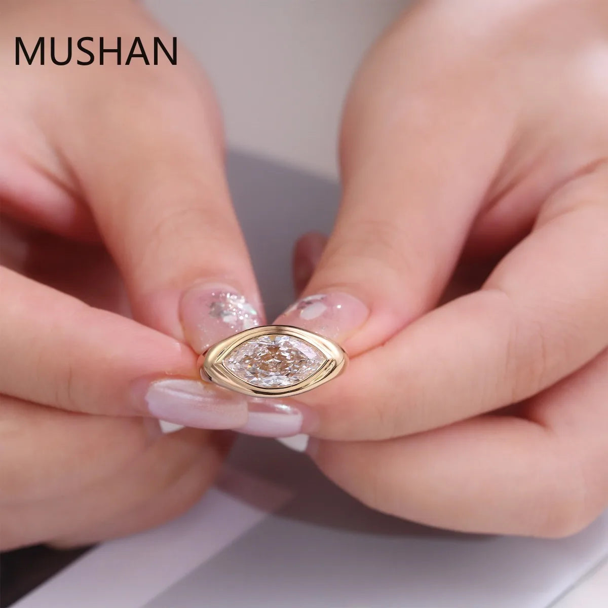 MUSHAN Luxury Custom 14K 18K Gold Rings Band Jewelry With Moissanite Diamond Lab Grown Gemstones Diamond Wedding Ring For Women