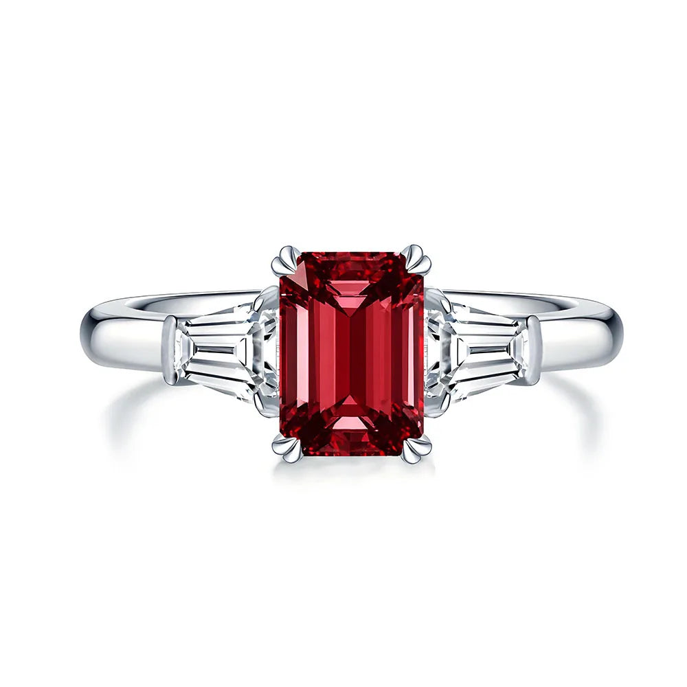 MuShan Designer Jewelry 925 Sterling Silver Ring High Carbon Diamond Gemstones Rings Band for Women Rhodium Plated  Fine Jewel