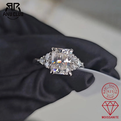 MUHAN Luxury Jewelry  925 Sterling Silver Ring Wedding Band  Women GRA Certificate Moissanite Diamond Rings D Color Fine Jewelry