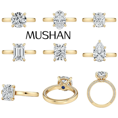 Anillo de joyería personalizada MUSHAN de plata de ley 925, moissanita color D VVS1, anillo de diseño moderno bañado en rodio, accesorios de diamante