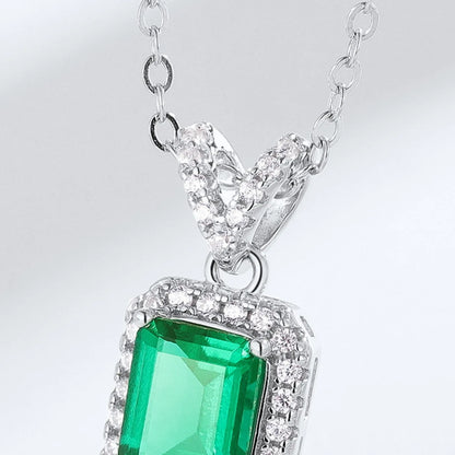 MUSHAN Luxury Jewelry 925 Sterling Silver Chain Pendant Necklace Lab Grown Emerald Ruby Gemstones Necklaces Pendants GRC Jewelry