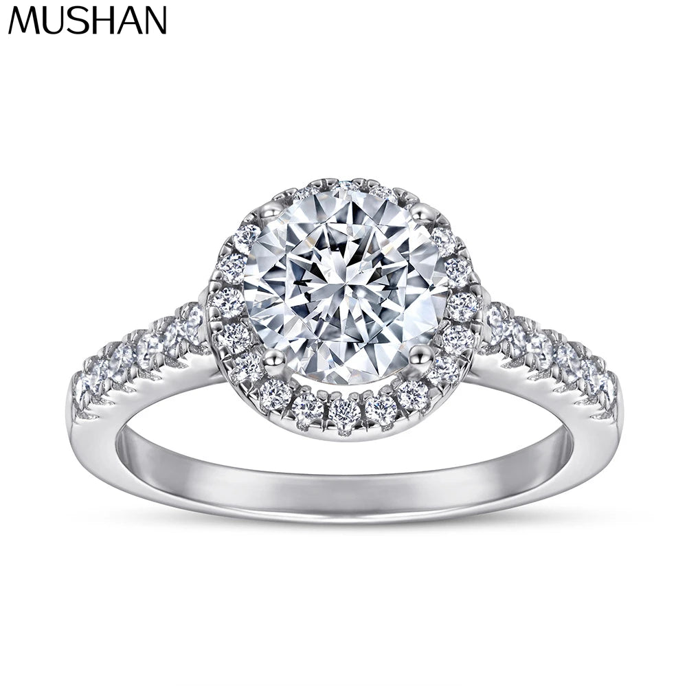 MuShan Jewelry 925 Sterling Silver Ring Wedding Band High Carbon Diamond Vintage Style Gift  Her Women Rings Fine Jewelry