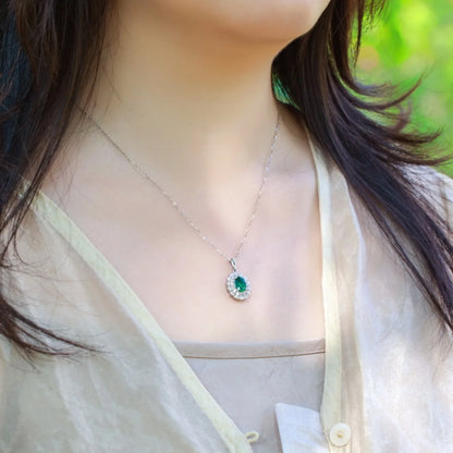 MUSHAN Luxury Jewelry 925 Sterling Silver Chain Pendant Necklace Lab Grown Emerald Ruby Gemstones Necklaces Pendants GRC Jewelry