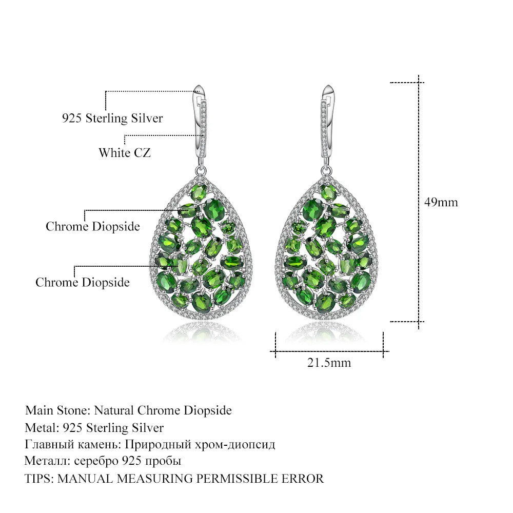 MUSHAN Custom Jewelry 925 Sterling Silver Earrings Lab Green Ruby Heart Formal Wear for Women 18K Gold Plated Anniversary