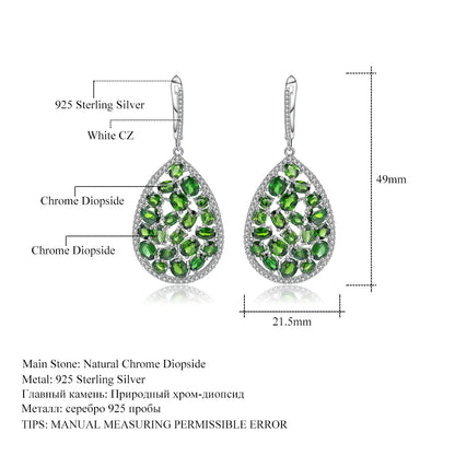 MUSHAN Custom Jewelry 925 Sterling Silver Earrings Lab Green Ruby Heart Formal Wear for Women 18K Gold Plated Anniversary
