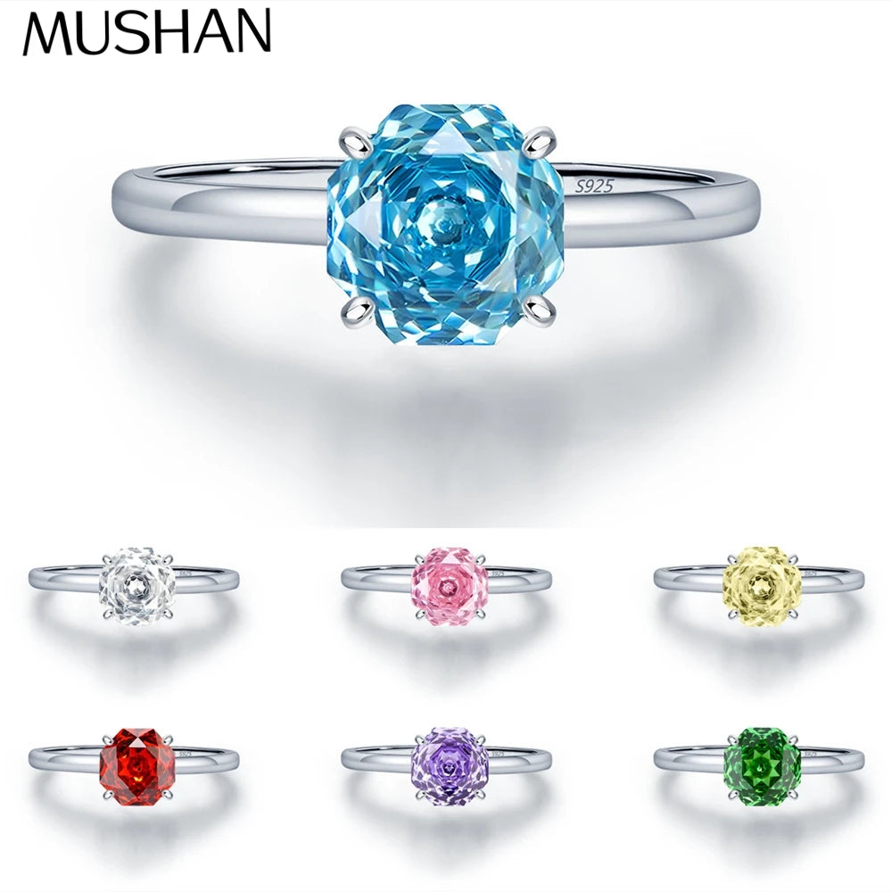 MuShan Jewelry 925 Sterling Silver Ring Wedding Band High Carbon Diamond Minimalist Style Fine Jewelry Women Rings Fine Jewelry