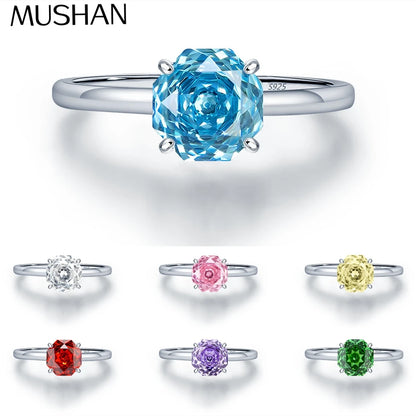 MuShan Jewelry 925 Sterling Silver Ring Wedding Band High Carbon Diamond Minimalist Style Fine Jewelry Women Rings Fine Jewelry