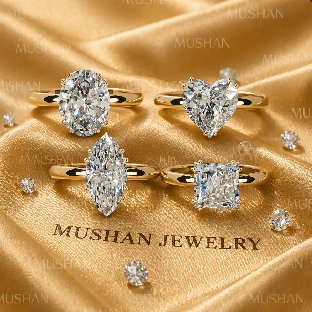 MUSHAN Bespoke Jewelry 925 Sterling Silver Rings Band 3ct 4ct 5ct Real D Color VVS1 Moissanite Wedding Ring MST Patent Design
