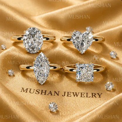 MUSHAN Bespoke Jewelry 925 Sterling Silver Rings Band 3ct 4ct 5ct Real D Color VVS1 Moissanite Wedding Ring MST Patent Design