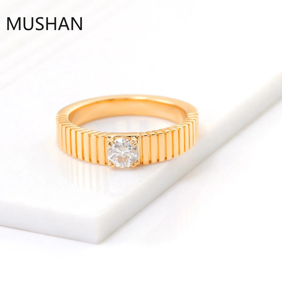 MUSHAN Luxury Custom 10K Gold 14K 18K Gold Rings Band Jewelry Moissanite Diamond Wedding Ring For Women