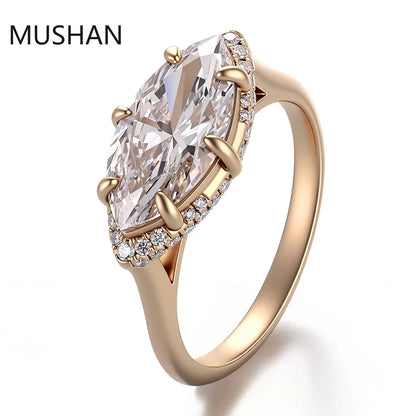 MUSHAN Luxury Custom 14K 18K Gold Rings Band Jewelry With Moissanite Diamond Lab Grown Gemstones Diamond Wedding Ring For Women
