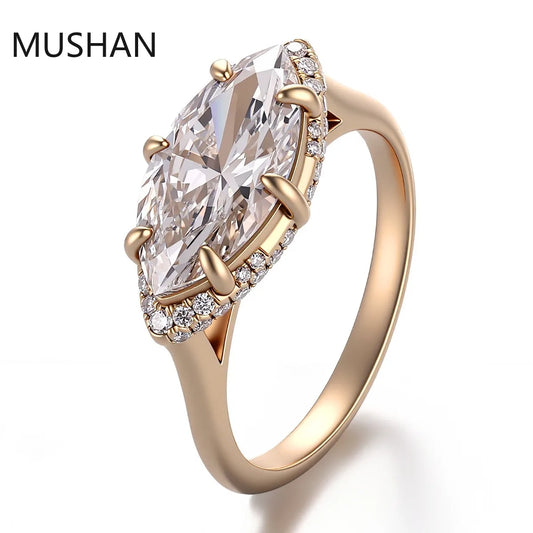 MUSHAN Luxury Custom 14K 18K Gold Rings Band Jewelry With Moissanite Diamond Lab Grown Gemstones Diamond Wedding Ring For Women