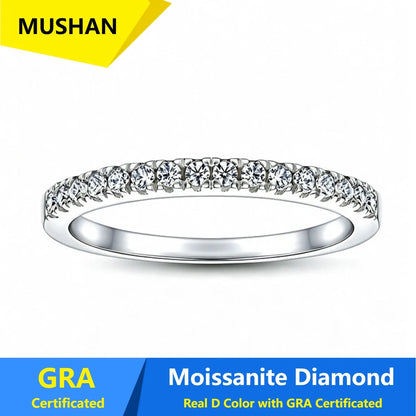 Anillo de joyería de lujo MUSHAN de plata de ley 925 para mujer, anillo de diamantes de moissanita con certificado GRA, color D, esmeralda, joyería fina