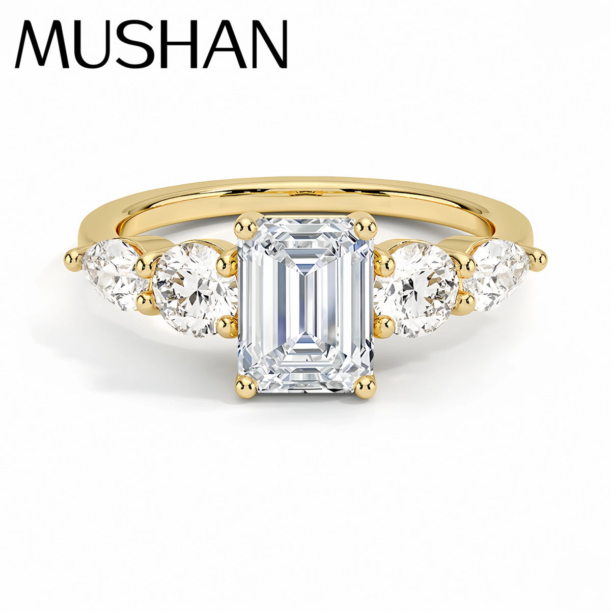 Anillo de plata de ley 925 MuShan Luxury Jewelry, anillo vintage de moissanita para esposa, bañado en oro real de 18 quilates, joyería fina con patente MST